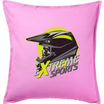 Polštář Motocross extreme sports helma - Polštář 50x50 - 50x50 - Pouze potah ( Růžová )