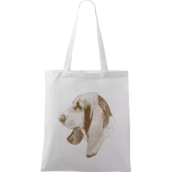 Basset - kreslená hlava - Taška bavlněná - 42 x 38 cm ( Bílá )