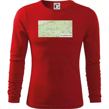 Pánské tričko Jizerské hory mapa - Triko s dlouhým rukávem FIT-T long sleeve - M ( Červená )