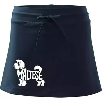 Dámská sukně Maltézský psík nápis v těle - Sportovní sukně - two in one - XL ( Námořní modrá (velmi tmavá - téměř černá) )