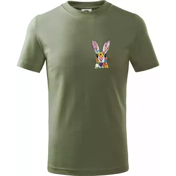 Zajíček jako vyšitý - Tričko dětské bavlněné - 104-110cm / 3-4 roky ( Khaki )