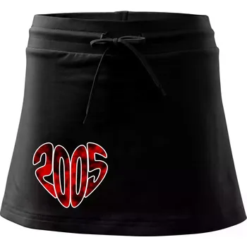 Dámská sukně 2005 v srdci - Sportovní sukně - two in one - XL ( Černá )
