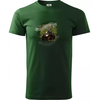 Pánské tričko ATV čtyřkolka v lese - Triko extra velké (5-8XL) - 8XL ( Lahvově zelená )