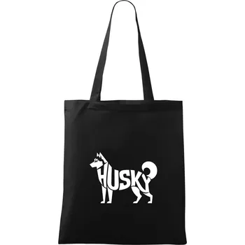 Husky nápis v těle - Taška bavlněná - 42 x 38 cm ( Černá )