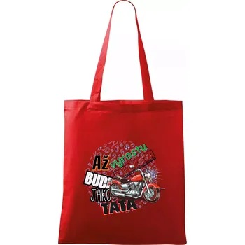 Nákupní taška Až vyrostu budu jako táta - klasická motorka - Taška bavlněná - 42 x 38 cm ( Červená )