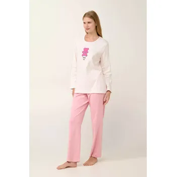 Pánské pyžamo Dámské pyžamo s potiskem 21932 Světle růžová s ecru - Vamp růžová/vanilka L