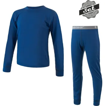 Dětské termoprádlo SENSOR MERINO AIR SET dětský triko dl.rukáv + spodky tm.modrá 150