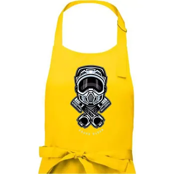 Kuchyňská zástěra Cross rider písty helma - Dámská zástěra na vaření - Univerzální velikost ( Žlutá )