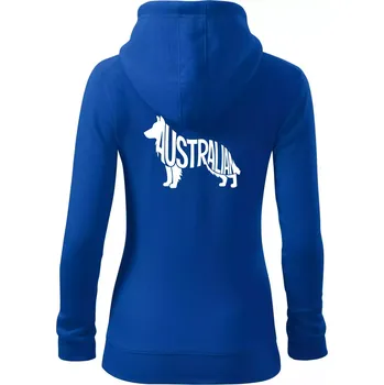 Dámská mikina Australský Ovčák - nápis v těle - Dámská mikina trendy zipper s kapucí - XL ( Královská modrá )