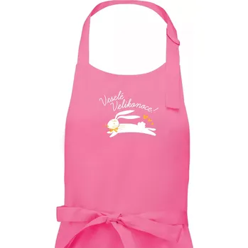 Kuchyňská zástěra Veselé Velikonoce - bíle - Dámská zástěra na vaření - Univerzální velikost ( Růžová )