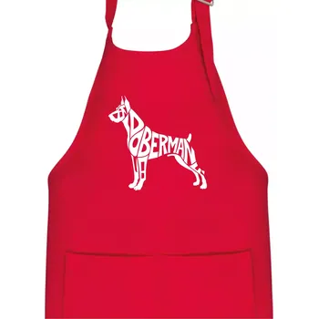 Kuchyňská zástěra Doberman - nápis v tělě - Dětská zástěra na vaření - Univerzální velikost ( Červená )