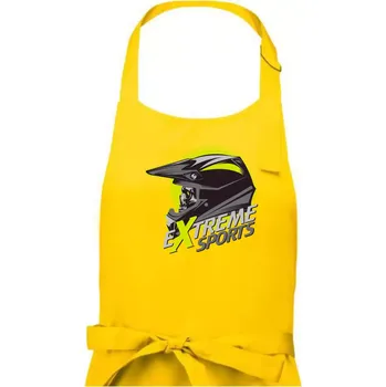 Kuchyňská zástěra Motocross extreme sports helma - Dámská zástěra na vaření - Univerzální velikost ( Žlutá )