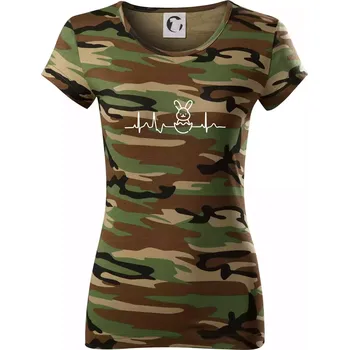 Dámské tričko EKG Velikonoční zajíc - Dámské maskáčové triko - XS ( Hnědý maskáč )