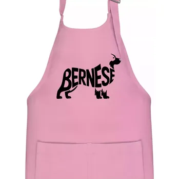 Kuchyňská zástěra Bernese Mountain Dog nápis v těle - Dětská zástěra na vaření - Univerzální velikost ( Růžová )