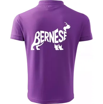 Pánská košile Bernese Mountain Dog nápis v těle - Polokošile pánská Pique Polo 203 - 3XL ( Fialová )