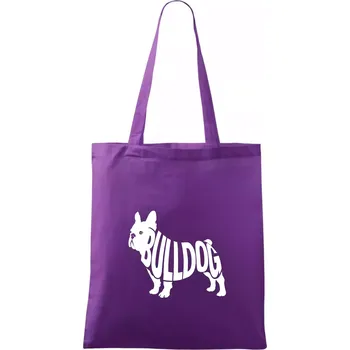Bulldog nápis v těle - Taška bavlněná - 42 x 38 cm ( Fialová )
