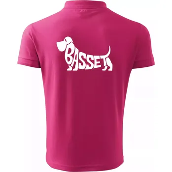 Pánská košile Basset nápis v těle - Polokošile pánská Pique Polo 203 - XL ( Purpurová )