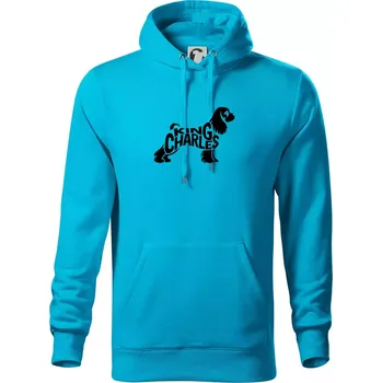 Pánská mikina Kavalír king Charles španěl nápis v těle - Mikina pánská Cape s kapucí - 5XL ( Světlý tyrkys )