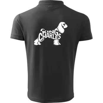 Pánská košile Kavalír king Charles španěl nápis v těle - Polokošile pánská Pique Polo 203 - M ( Tmavá břidlice (šedá se zeleným nádechem) )