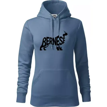 Dámská mikina Bernese Mountain Dog nápis v těle - Mikina dámská Cape s kapucí - S ( Denim )