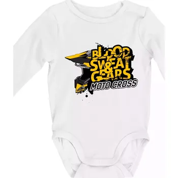 Motocross blood sweat gears - Body kojenecké s dlouhým rukávem - Dlouhý r. do 3 měs ( Bílá )