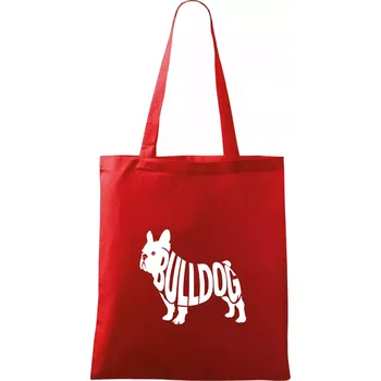 Nákupní taška Bulldog nápis v těle - Taška bavlněná - 42 x 38 cm ( Červená )