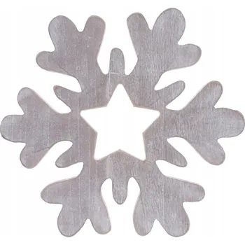 Obraz Dřevěná figurka sněhová vločka 33 cm, vánoční ozdoba na aranžování, přívěsek