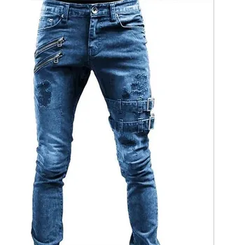 Pánské džíny Pánské rovné džíny se zúženými nohavicemi a nízkým sedem Barva: Modrá, Velikost: L