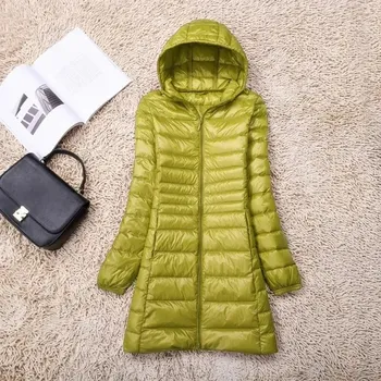 Dámská parka Dámská lehká péřová bunda s kapucí a vnitřní podšívkou Velikost: 5XL, Barva (Varianta): Zelená