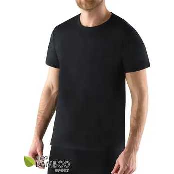 Pánské tričko GINA pánské tričko s krátkým rukávem, krátký rukáv, šité, jednobarevné ECO Bamboo Sport 78004P černá XL