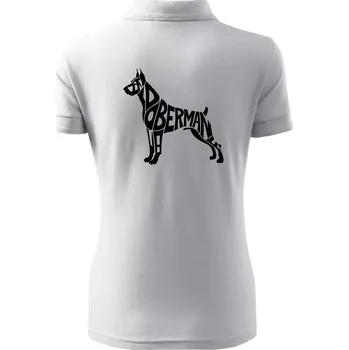 Doberman - nápis v tělě - Polokošile dámská Pique Polo - XS ( Bílá )