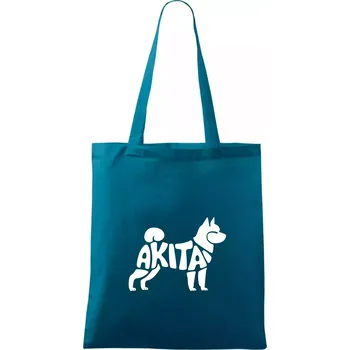 Akita Inu - Nápis v těle - Taška bavlněná - 42 x 38 cm ( Petrolejová )