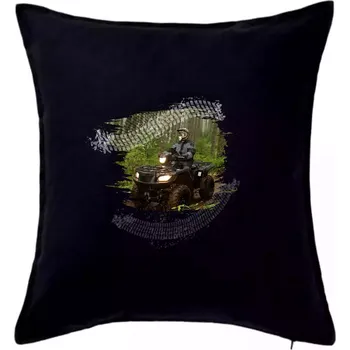 Polštář ATV čtyřkolka v lese - Polštář 50x50 - 50x50 - Pouze potah ( Černá )