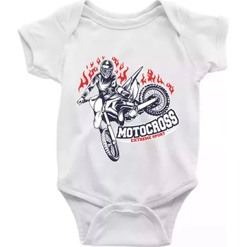 Kojenecké oblečení Motocross extreme sport fire - Body kojenecké s krátkým rukávem - Krátký r. 12-18 měs ( Bílá )