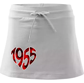 Dámská sukně 1955 v srdci - Sportovní sukně - two in one - XL ( Bílá )