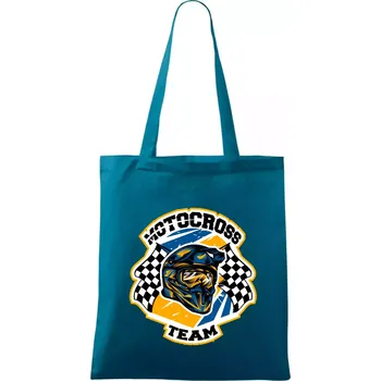 Nákupní taška Motocross team helma - Taška bavlněná - 42 x 38 cm ( Petrolejová )
