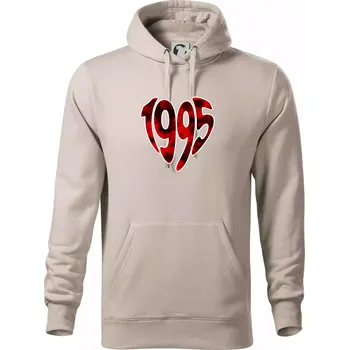 Pánská mikina 1995 v srdci - Mikina pánská Cape s kapucí - 5XL ( Ledově šedá )