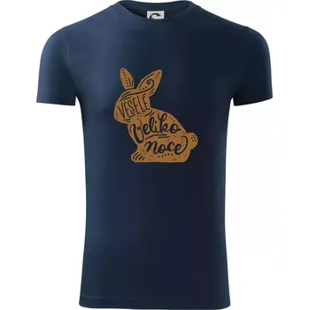 Pánské tričko Veselé Velikonoce - zajíček - Viper FIT - Pánské zůžené tričko - 2XL ( Námořní modrá (velmi tmavá - téměř černá) )