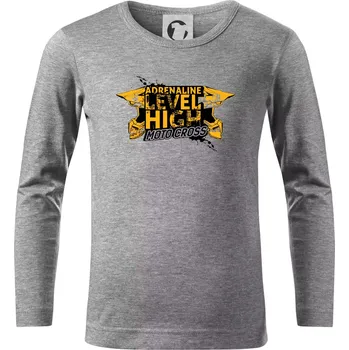 Chlapecké tričko Motocross adrenaline level high - Triko dětské Long Sleeve - 122 cm/6 let ( Tmavě šedý melír )