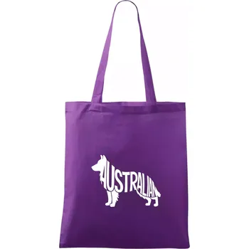 Australský Ovčák - nápis v těle - Taška bavlněná - 42 x 38 cm ( Fialová )