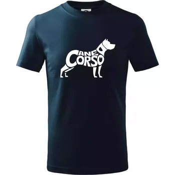 Chlapecké tričko Cane corso nápis v těle - Tričko dětské bavlněné - 134 cm/8 let ( Námořní modrá (velmi tmavá - téměř černá) )
