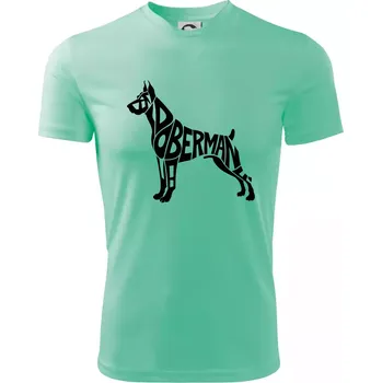 Doberman - nápis v tělě - Dětské triko sportovní (dresovina) - 158 cm/12 let ( Mátová )