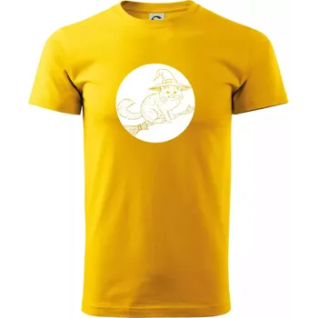 Pánské tričko Kočka na koštěti - Triko extra velké (5-8XL) - 8XL ( Žlutá )