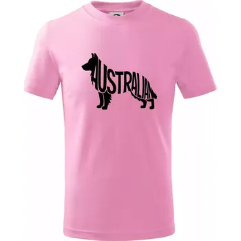 Australský Ovčák - nápis v těle - Tričko dětské bavlněné - 104-110cm / 3-4 roky ( Růžová )