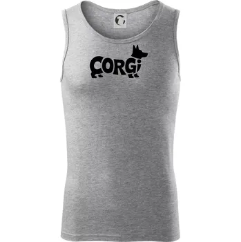 Corgi nápis v těle - Tílko pánské Core - S ( Tmavě šedý melír )