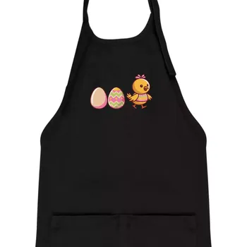 Kuchyňská zástěra Evoluce vajíčka - velikonoce - kuře - Dětská zástěra na vaření - Univerzální velikost ( Černá )