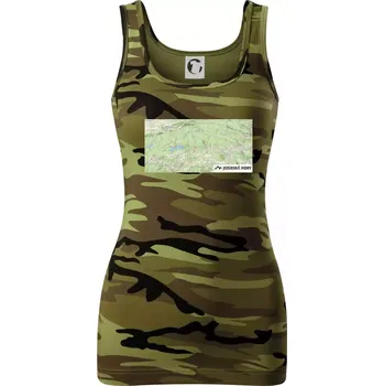 Dámské tričko Jizerské hory mapa - Dámské Maskáčové tílko - 2XL ( Zelený maskáč )