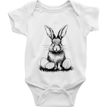 Kojenecký body Český velikonoční králík - Body kojenecké s krátkým rukávem - Krátký r. do 3 měs ( Bílá )