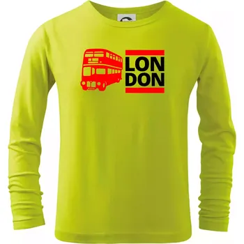 Chlapecké oblečení LON DON BUS - Triko dětské Long Sleeve - 104-110cm / 3-4 roky ( Limetková )