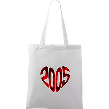 Nákupní taška 2005 v srdci - Taška bavlněná - 42 x 38 cm ( Bílá )